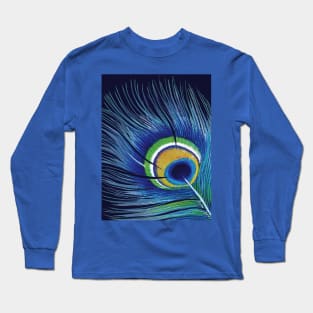 Blue Peacock Feather Long Sleeve T-Shirt